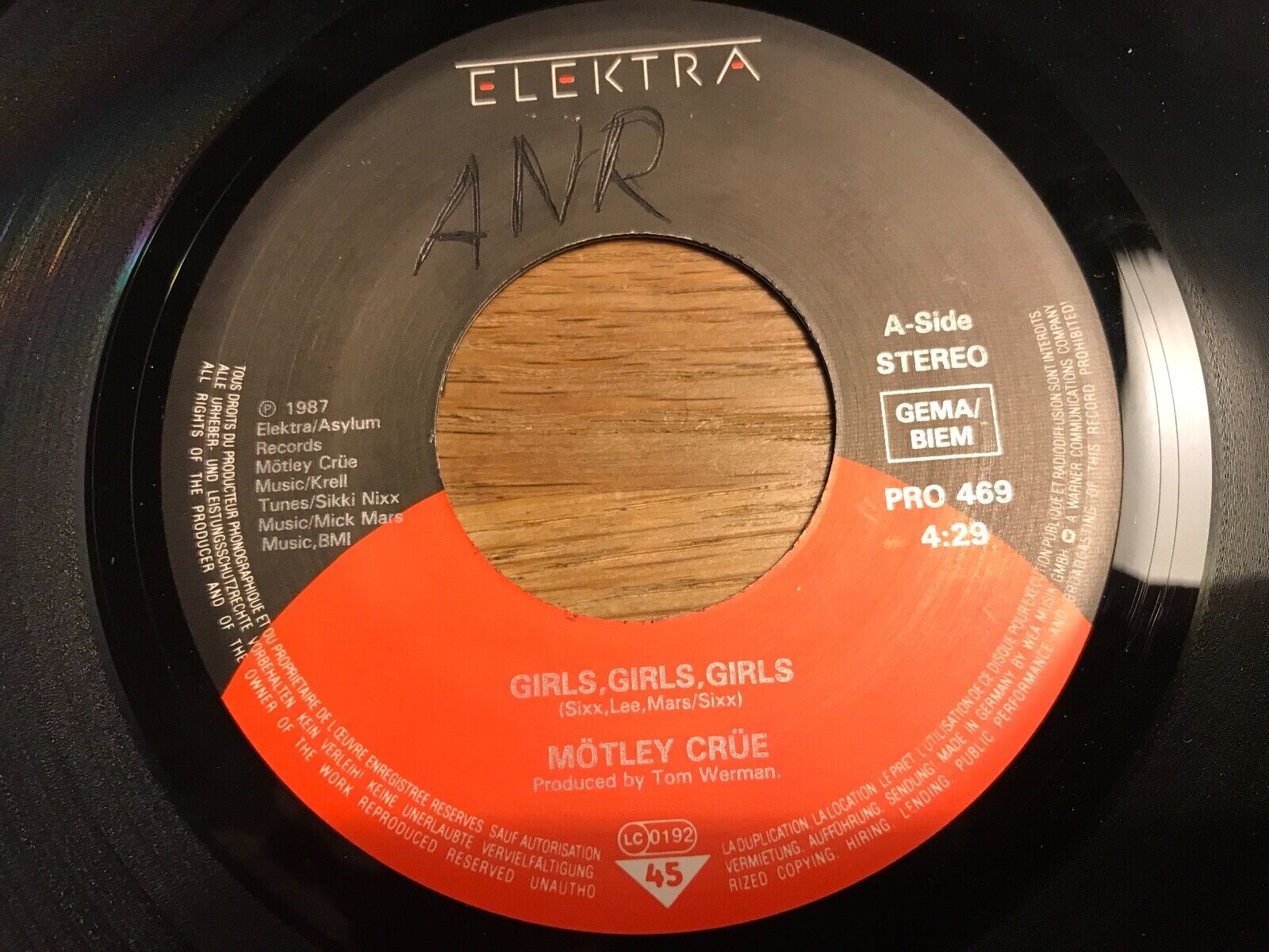 MÔTLEY CRÛE "GIRLS GIRLS GIRLS" 1987 PROMOTIONAL SINGLE WEST GERMANY PRO 469**