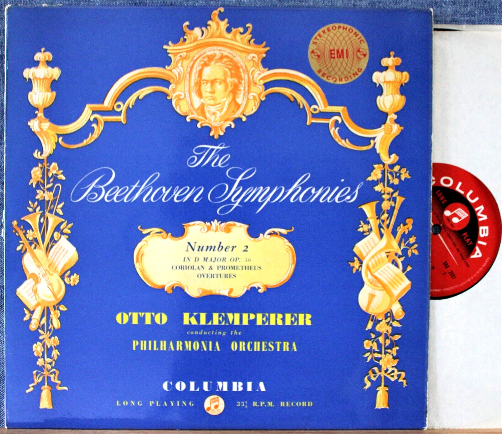 Klemperer  Beethoven (Symphony 2; overtures) Col SAX 2331 semi-circle NM