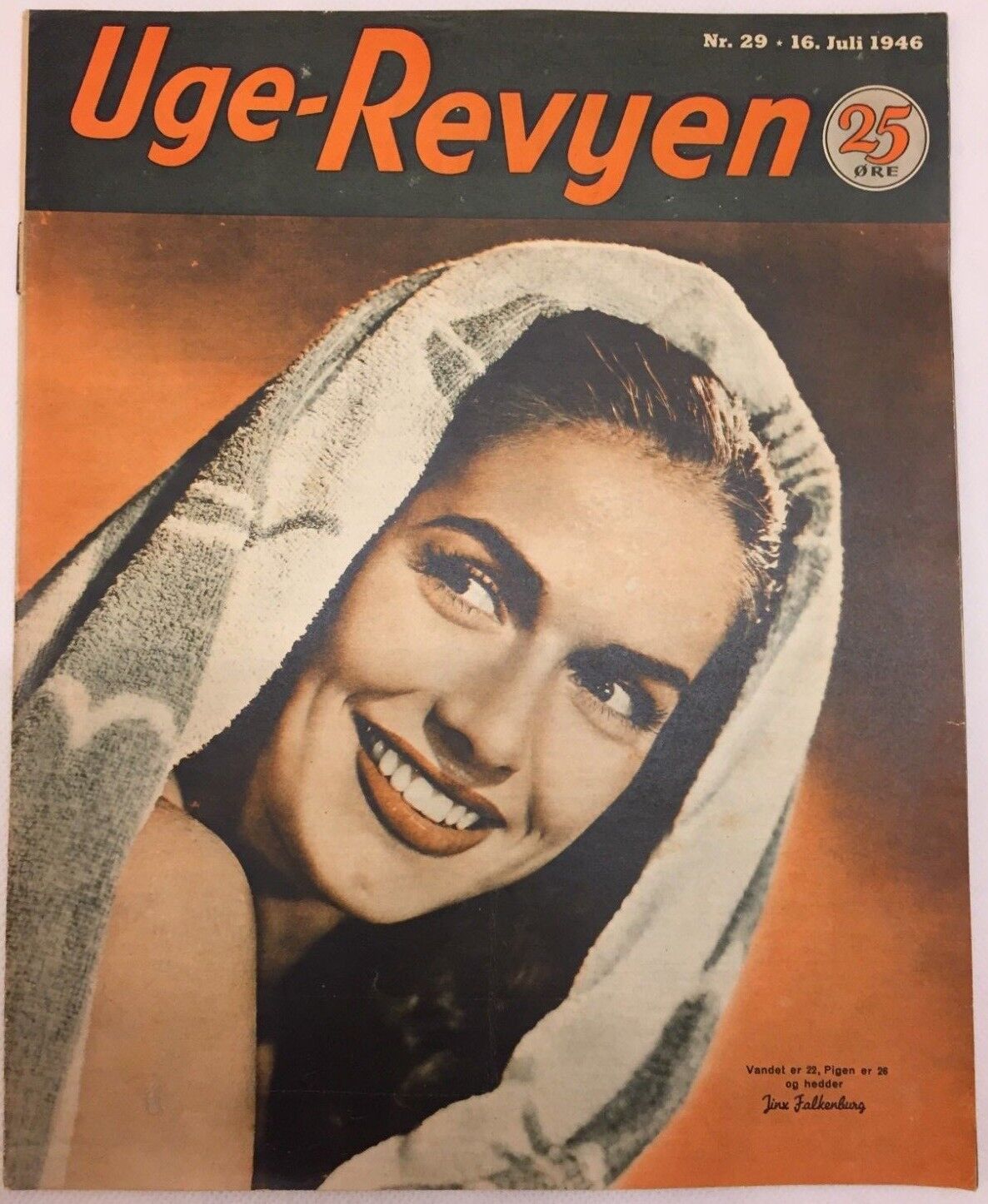 Jinx Falkenburg On Front Cover Danish Weekly Vintage Magazine Uge-Revyen 1946