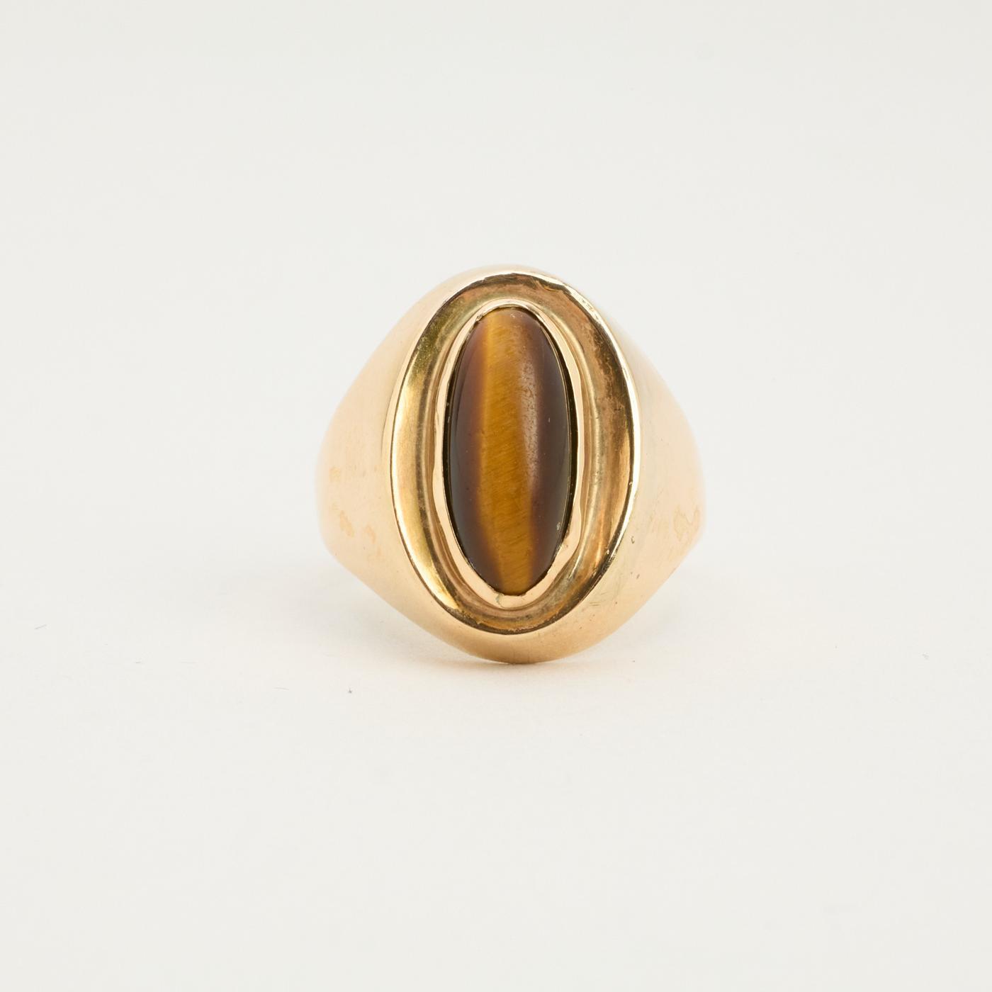 Ring with and tiger eye quartz in 14K Gold size 6 | Solid Gold