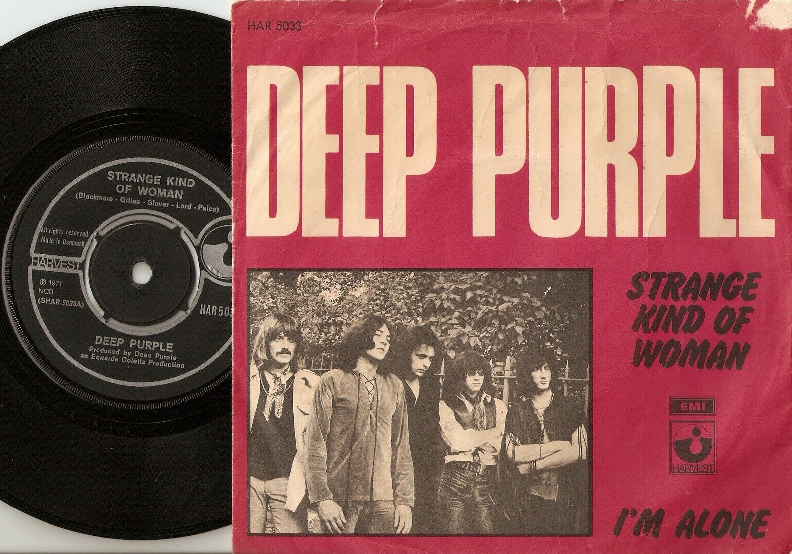 DEEP PURPLE STRANGE KIND OF WOMAN  I`M ALONE DANISH 45+PS 1971 PSYCH HEAVY ROCK