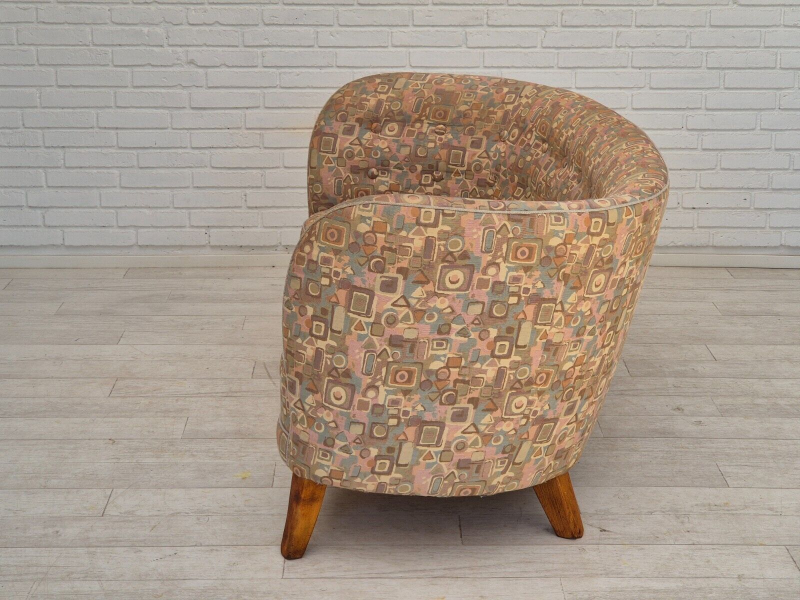 1960s Danish 2 seater "Banan" sofa very good condition jacquard fabric