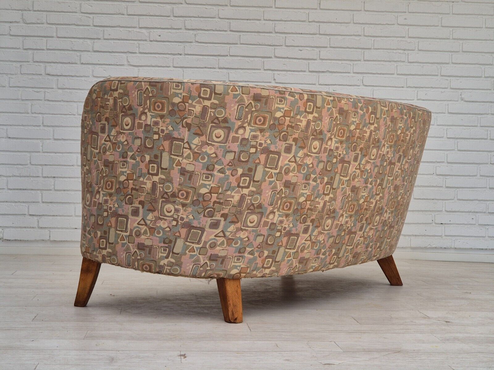 1960s Danish 2 seater "Banan" sofa very good condition jacquard fabric