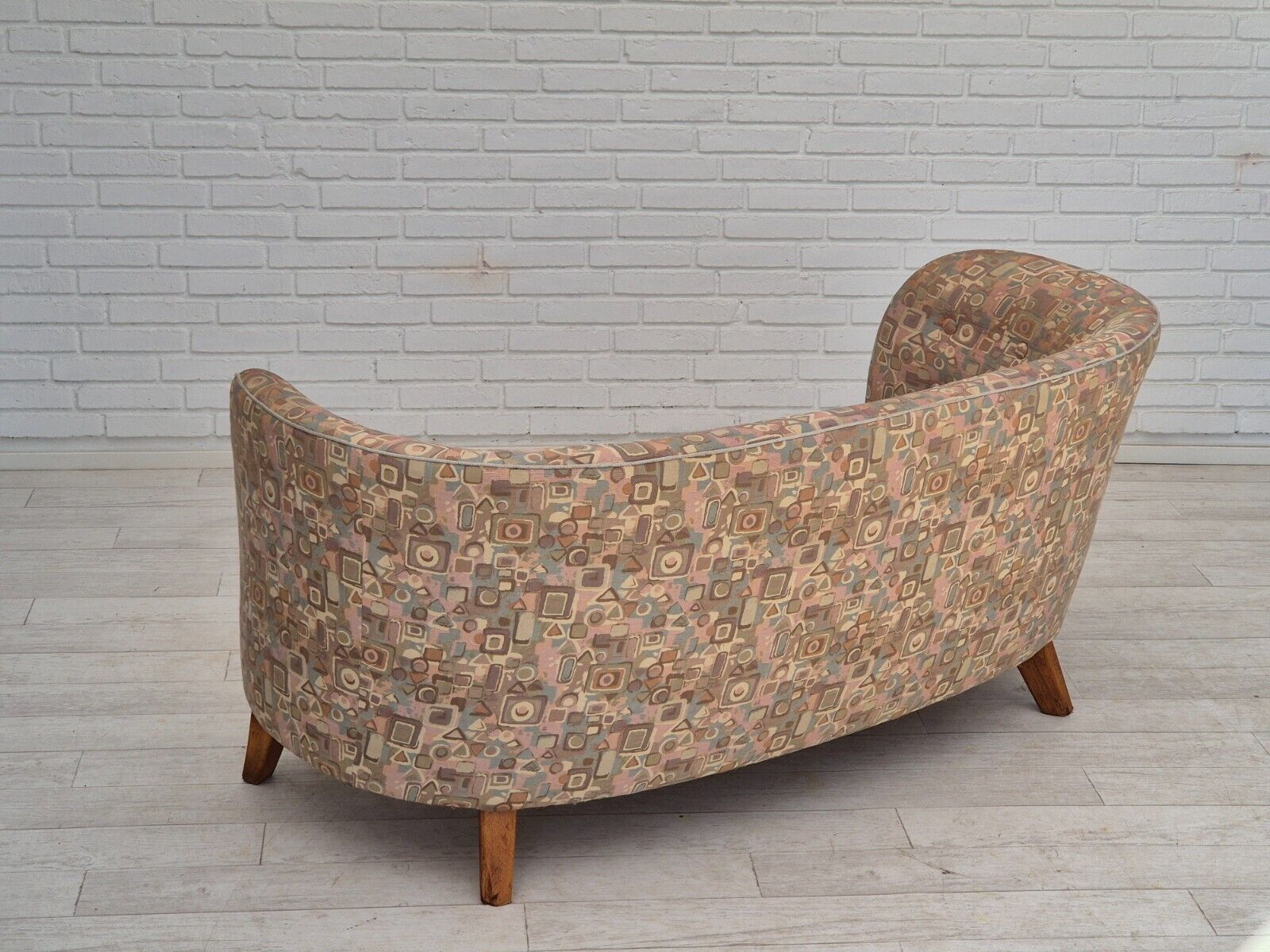 1960s Danish 2 seater "Banan" sofa very good condition jacquard fabric