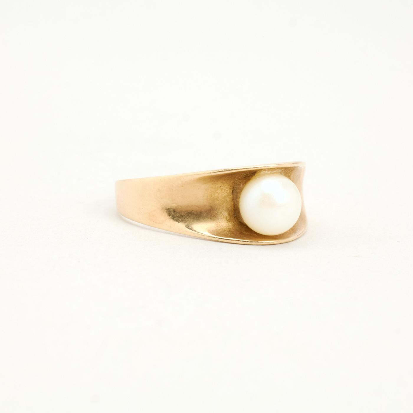 Ring with and pearl in 14K Gold size 6½ | Solid Gold | Quality Fine