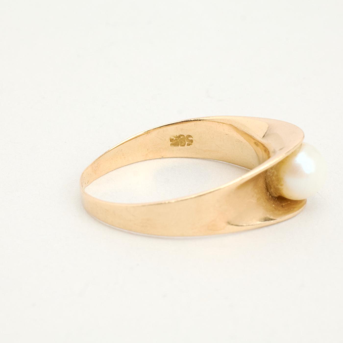 Ring with and pearl in 14K Gold size 6½ | Solid Gold | Quality Fine