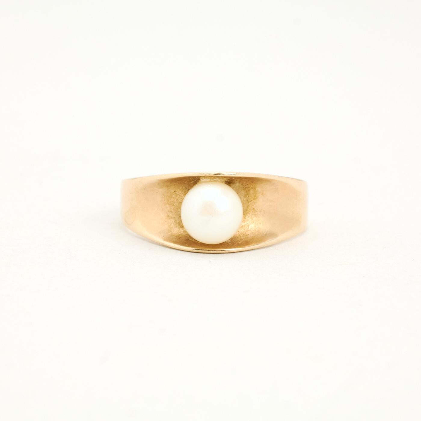 Ring with and pearl in 14K Gold size 6½ | Solid Gold | Quality Fine