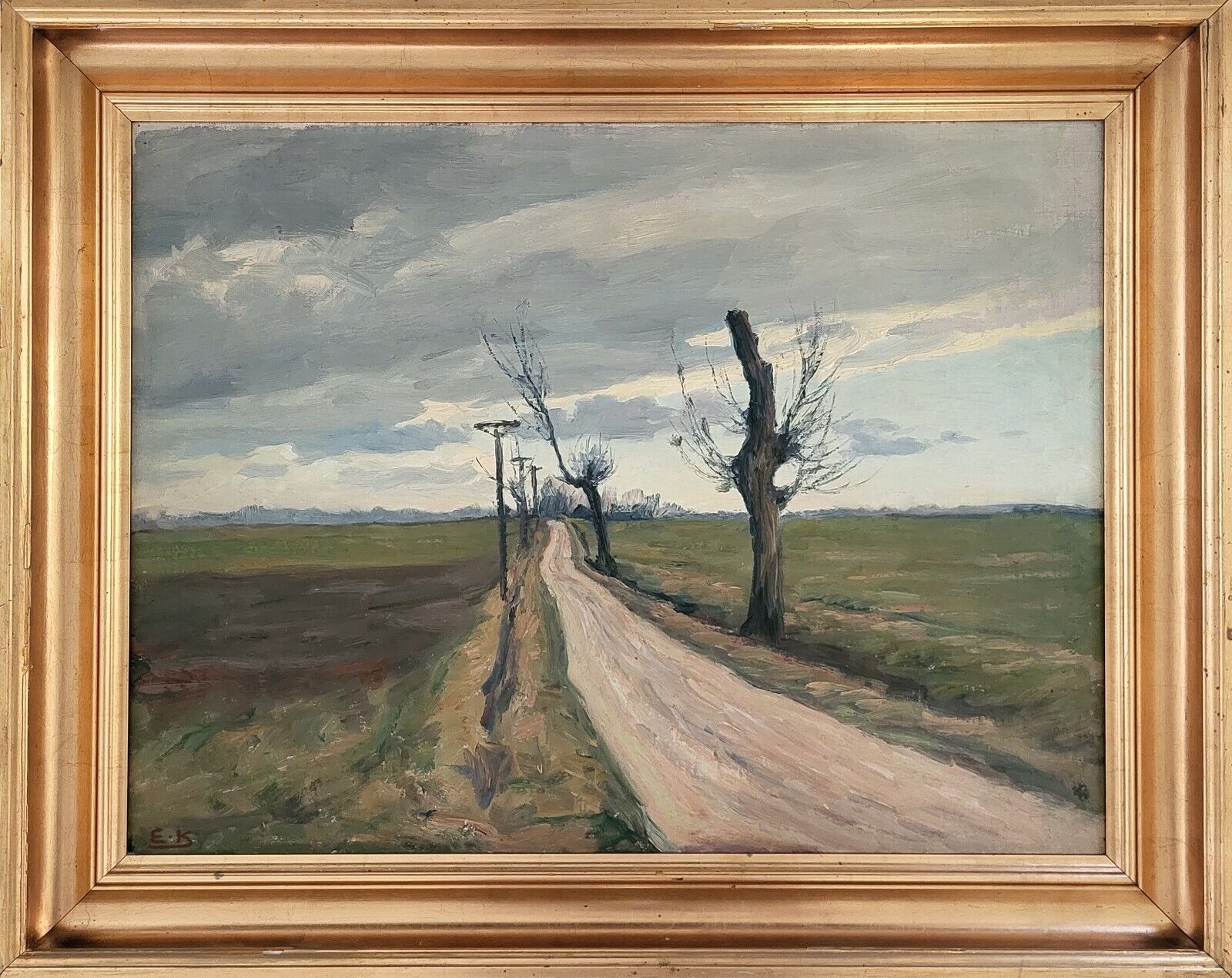 Oil painting. Emil Krause(1871-1945):”Dirt road”