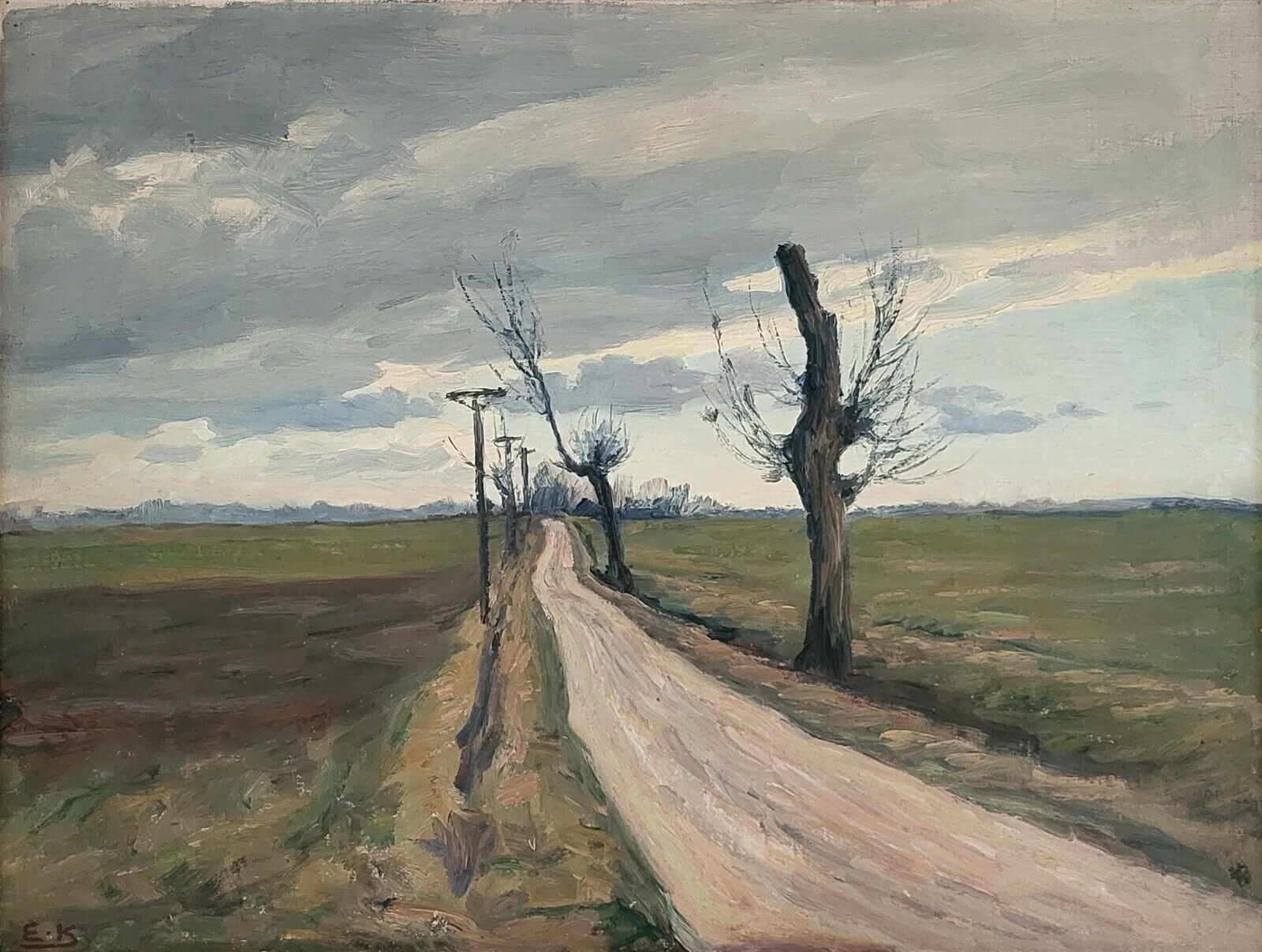 Oil painting. Emil Krause(1871-1945):”Dirt road”