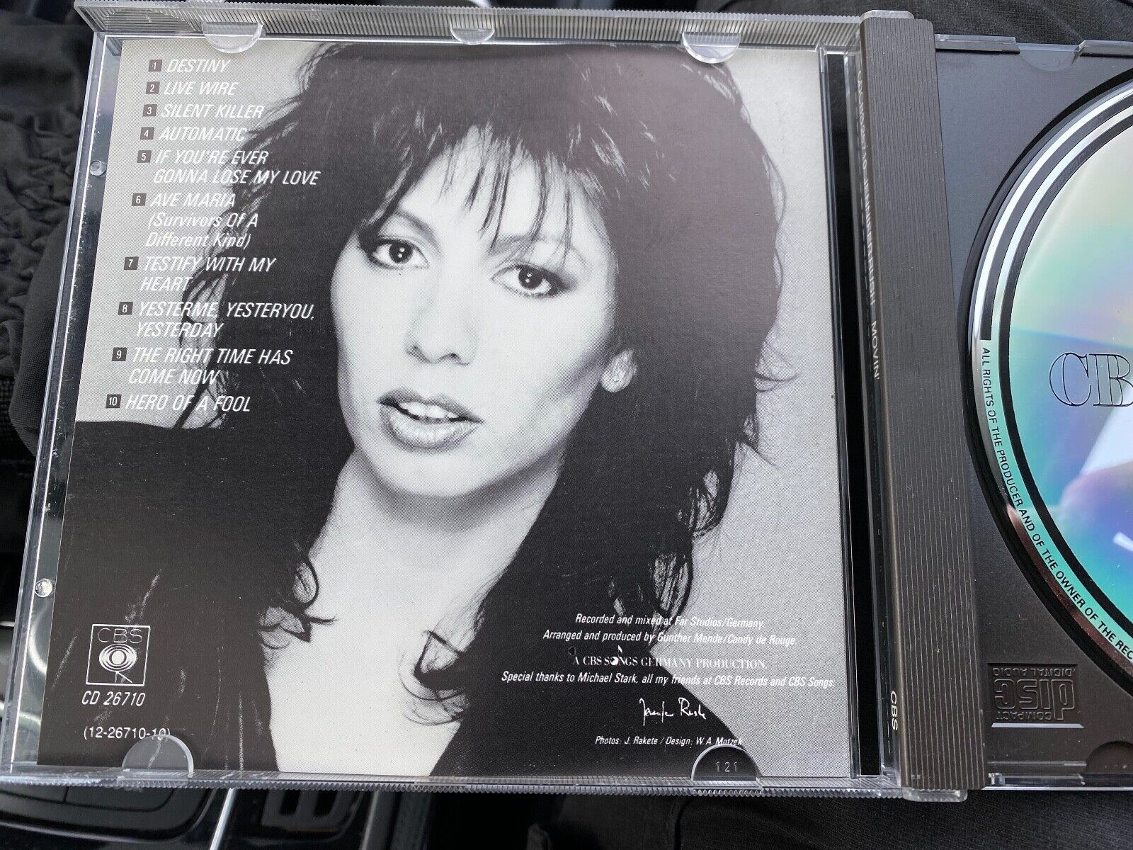 JENNIFER RUSH "MOVIN´" 1985 CD ALBUM 10 TRACK CBS RECORDS AUSTRIA 1 PRESSING AU