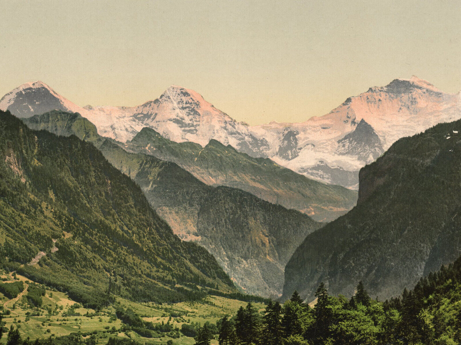 Photochrom prints--Color--1890-1900 / Jungfrau Monch and Eiger Original