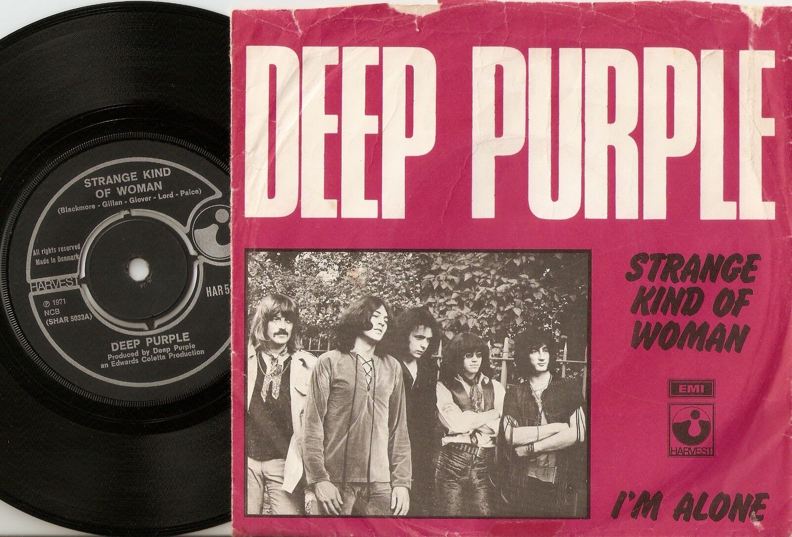 DEEP PURPLE STRANGE KIND OF WOMAN  I`M ALONE DANISH 45+PS 1971 PSYCH HEAVY ROCK