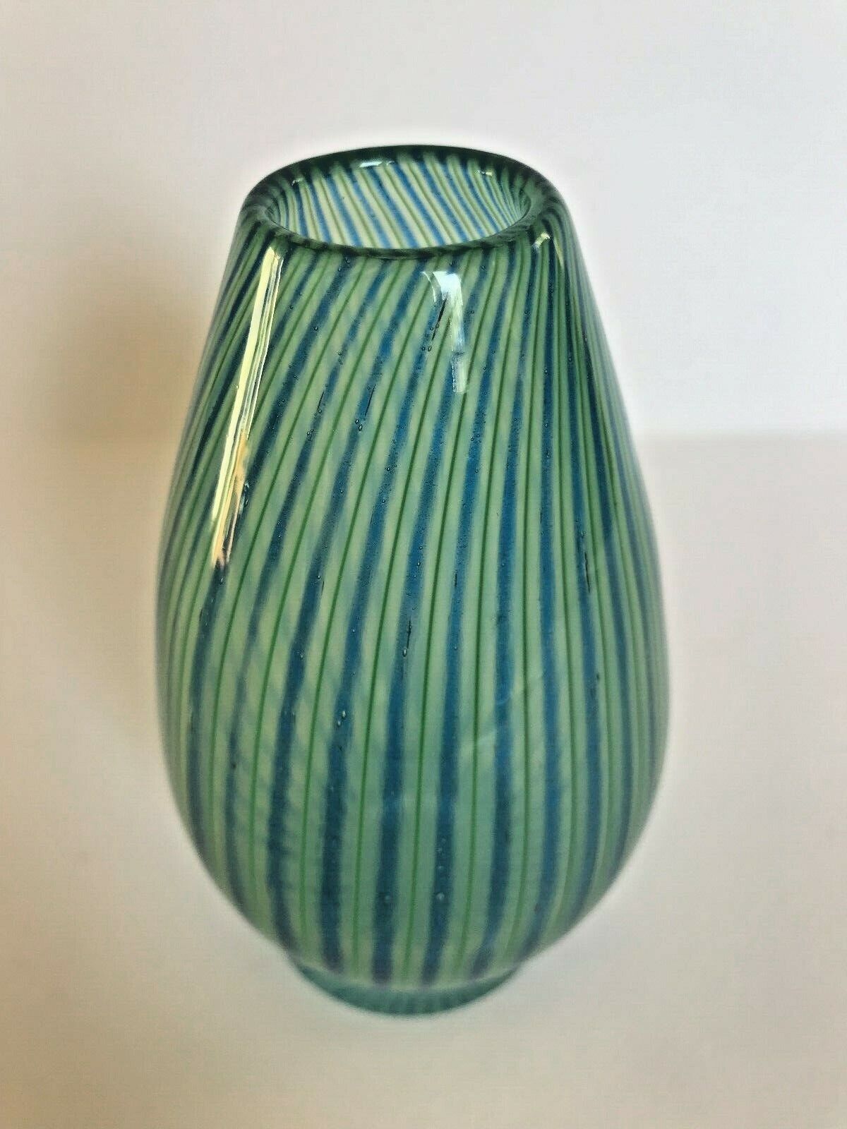 Vicke Lindstrand Colora Unik (Unique) green blue Vase Kosta MCM Sweden