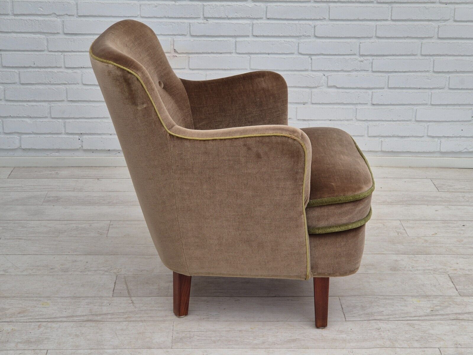 1960s Danish armchair original good condition furniture velour beech wood