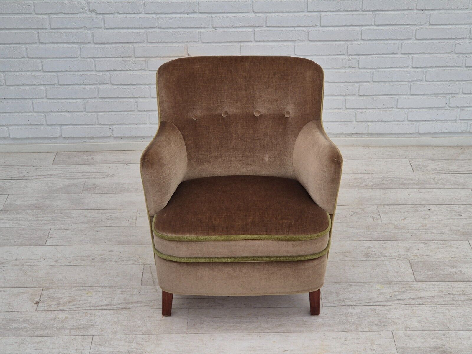 1960s Danish armchair original good condition furniture velour beech wood