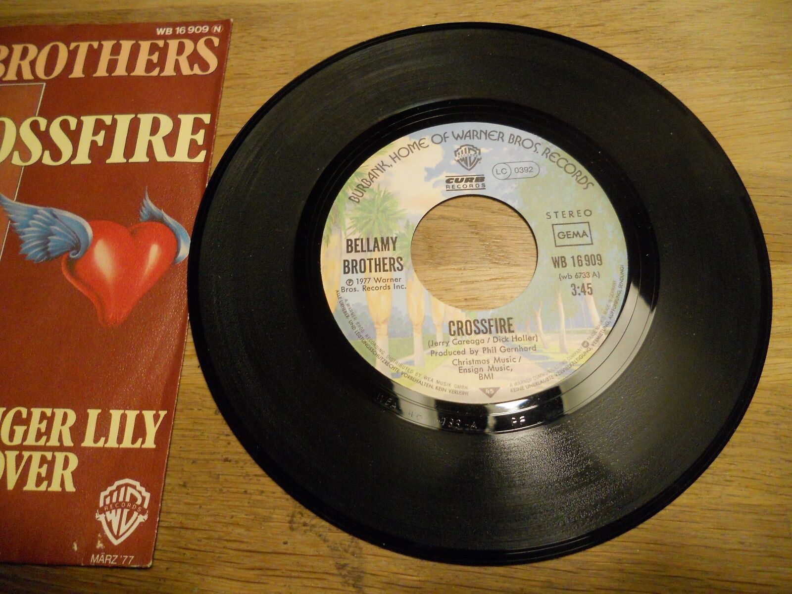 BELLAMY BROTHERS "CROSSFIRE / TIGER LILY LOVER" 1977 CURB WARNER BROSWGERMANY*