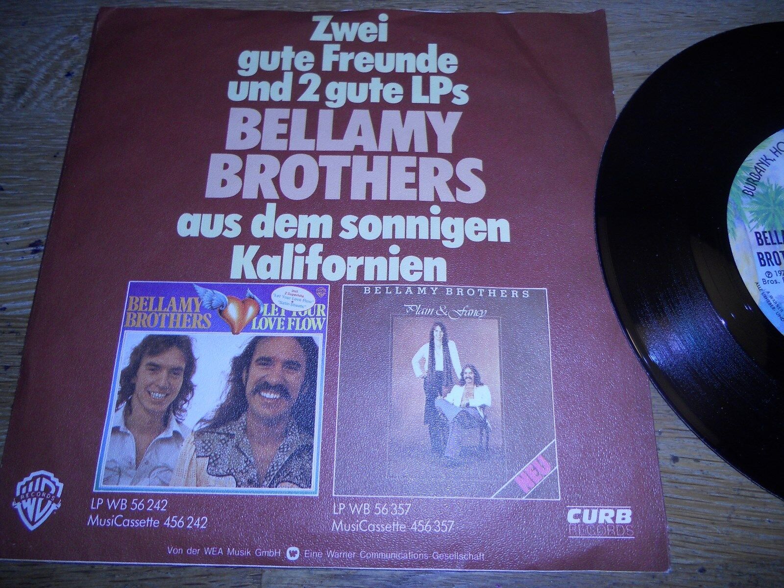 BELLAMY BROTHERS "CROSSFIRE / TIGER LILY LOVER" 1977 CURB WARNER BROSWGERMANY*