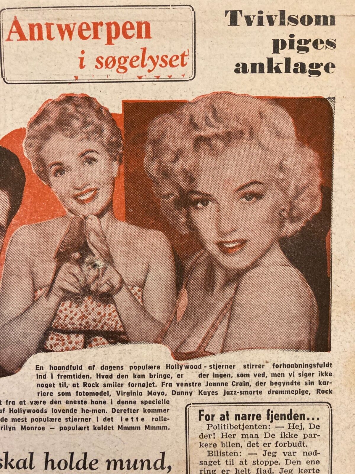 Marilyn Monroe Jeanne Crain Jane Powell Danish Magazine 1955 "Verden Rundt"