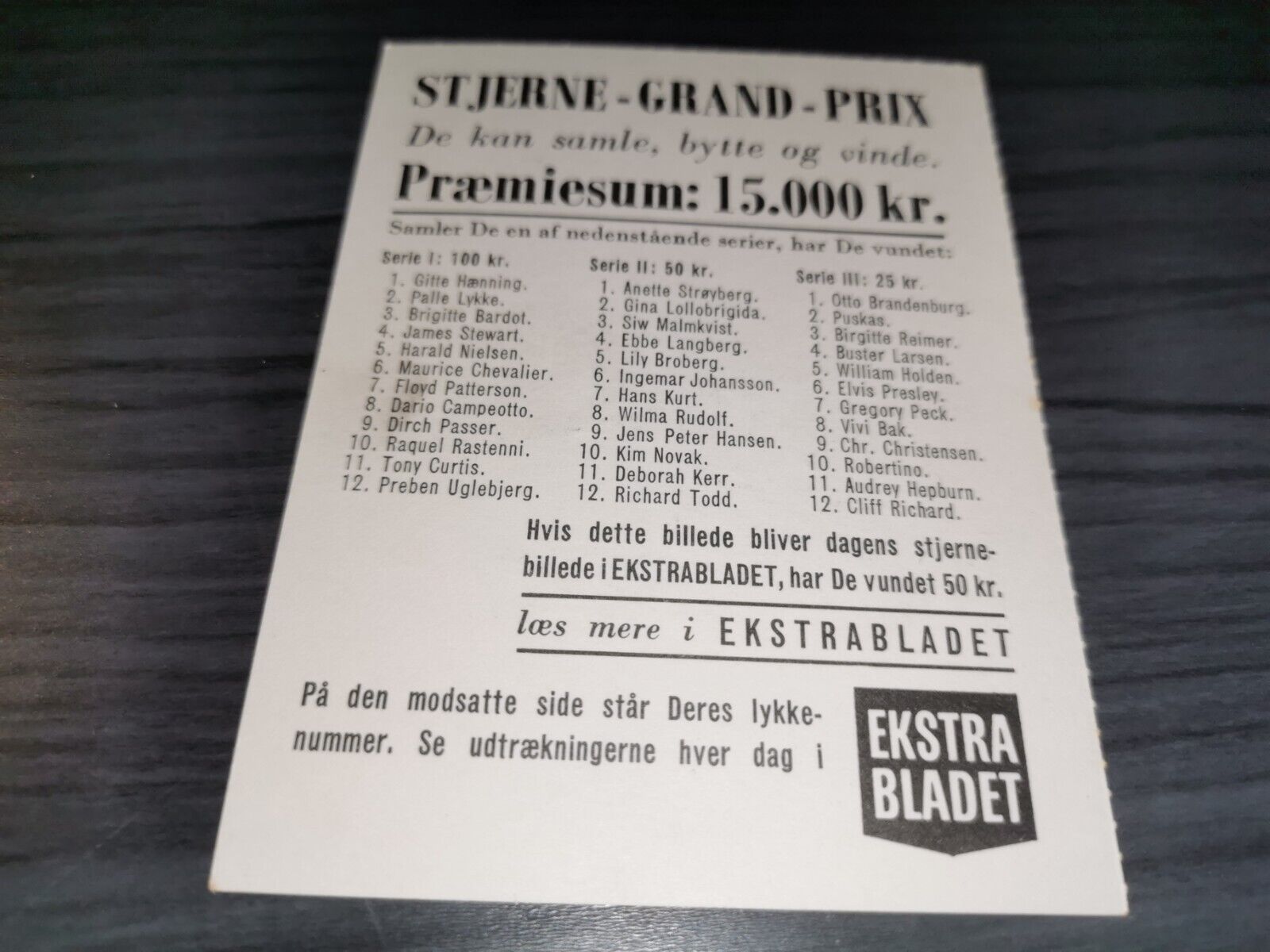 Erland Kops 1963 Ekstra Bladet stjerne Grand Prix Card Badminton All England