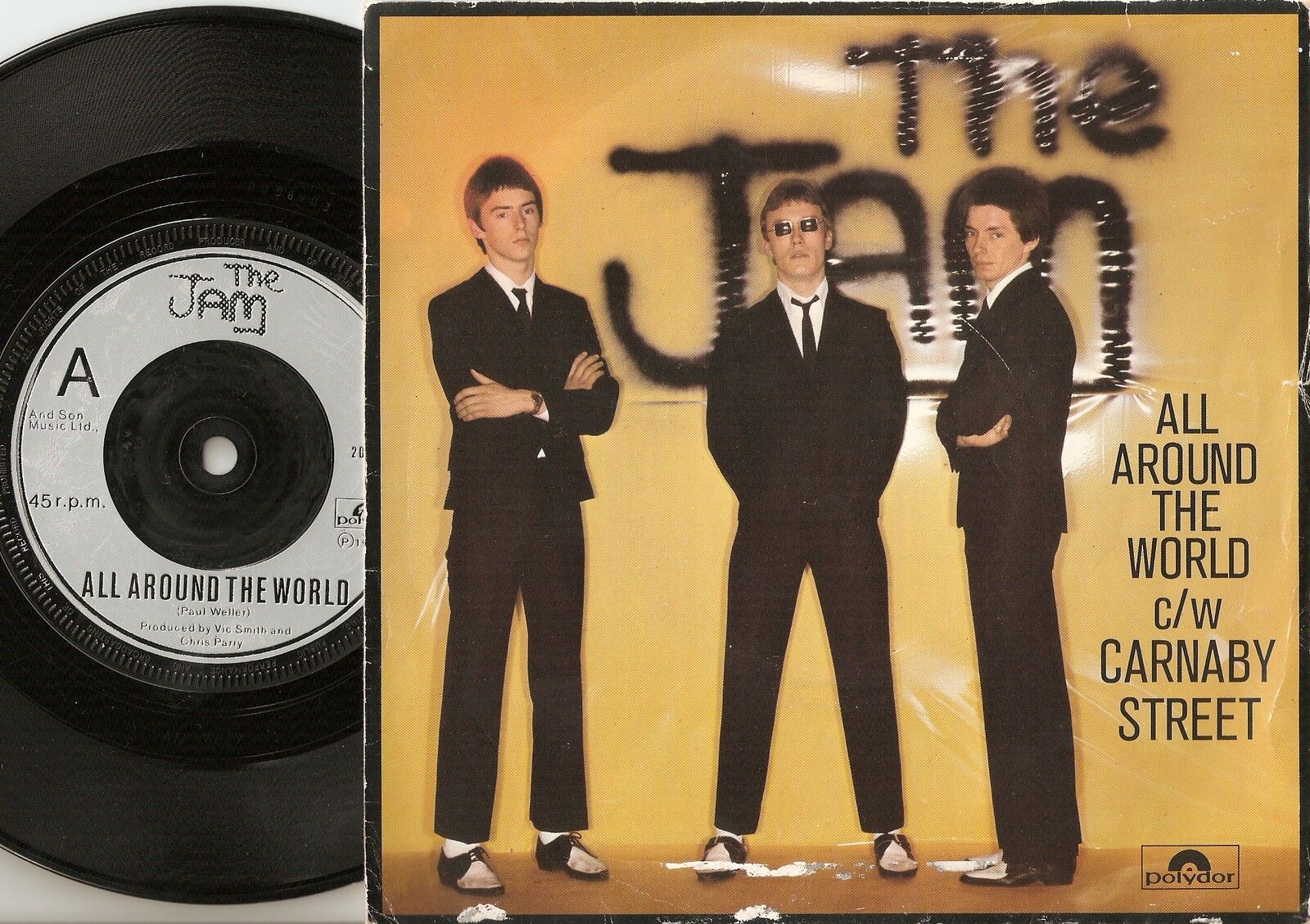 THE JAM ALL AROUND THE WORLD 45+PS 1977 MOD REVIVAL WHO WELLER DELGA 1st PRESS