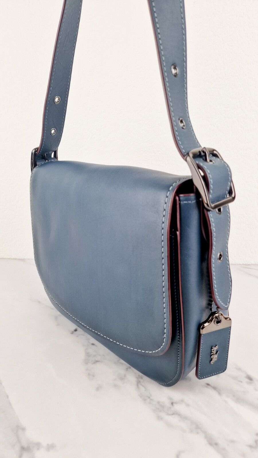 Coach Saddle 33 Large Dark Denim Blue Coach 194 Bag Smooth Leather Bag 11108