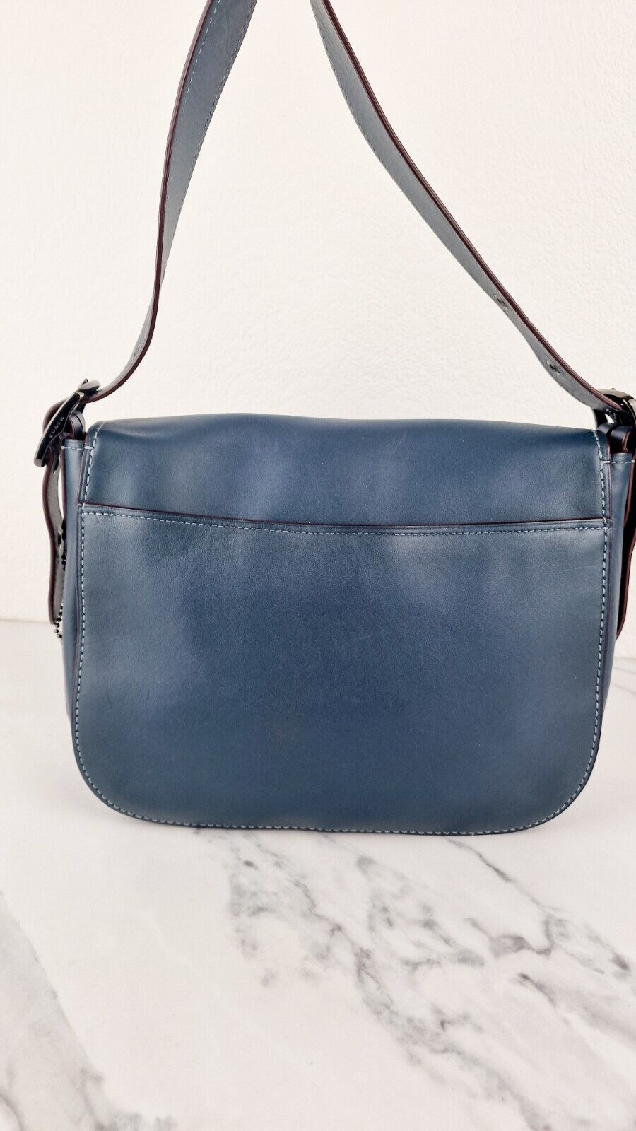 Coach Saddle 33 Large Dark Denim Blue Coach 194 Bag Smooth Leather Bag 11108