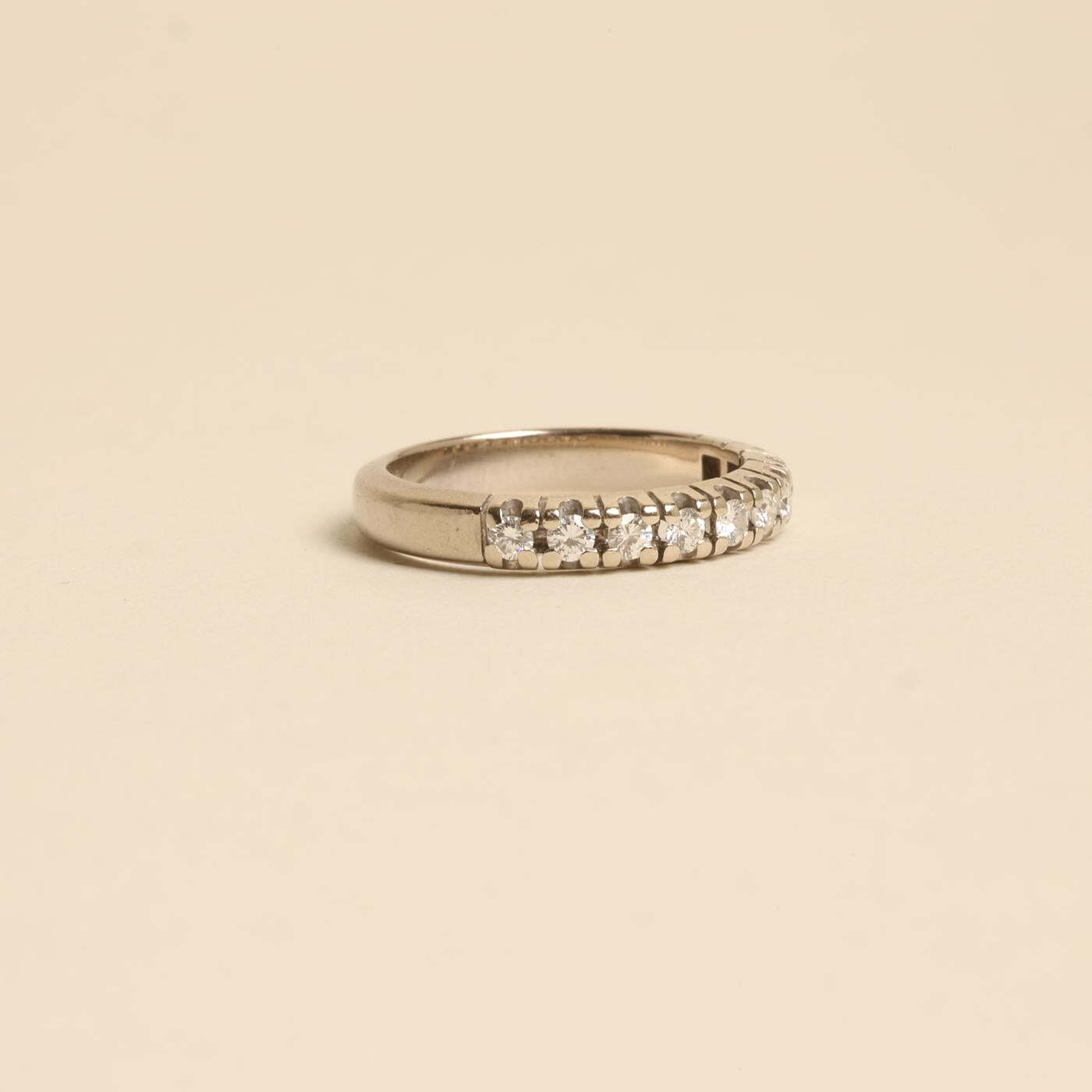 Ring with diamond (04 ct) in 14K White gold size 5¾ | Vintage Solid