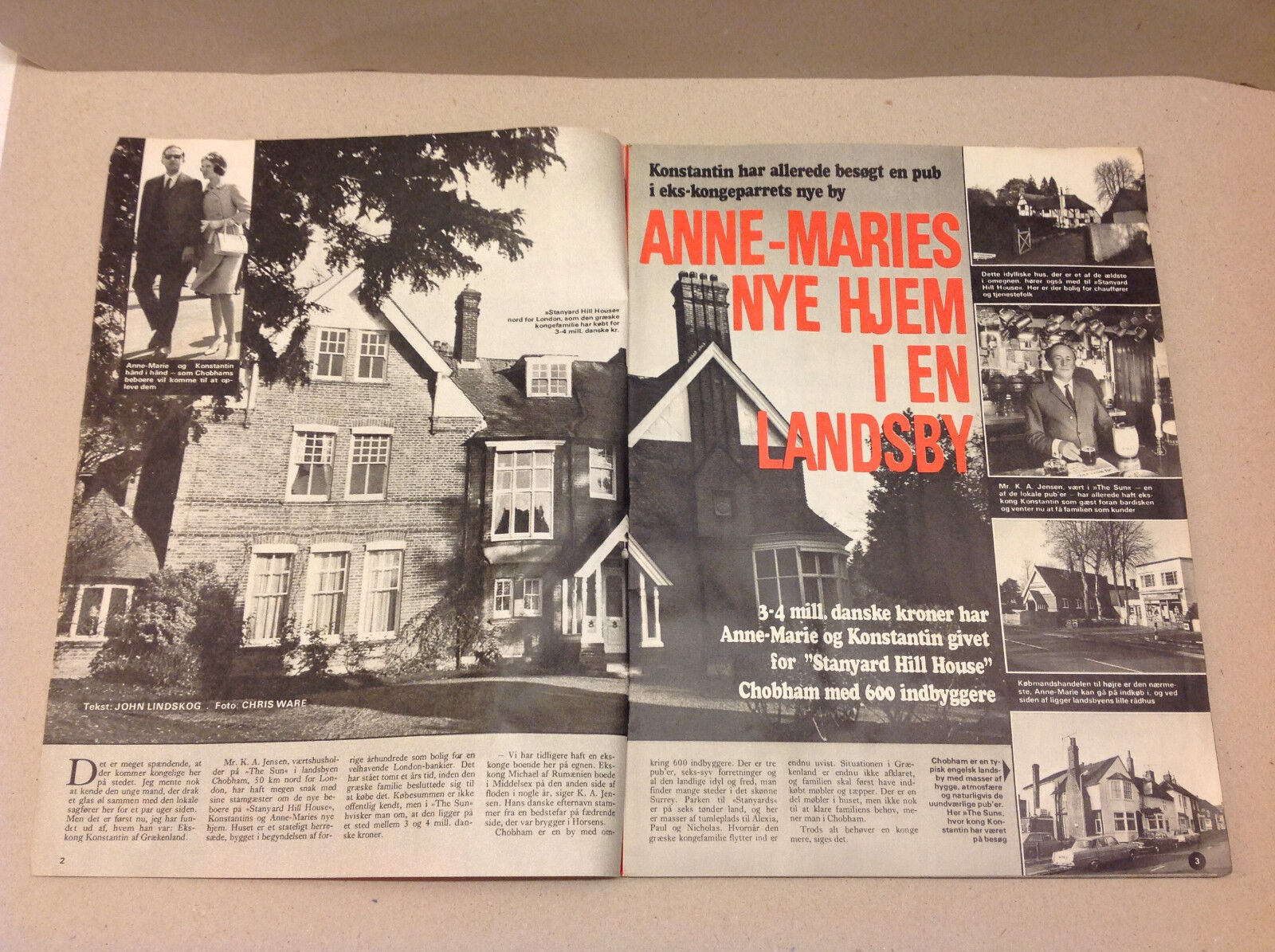 QUEEN ANNEMARIE KING CONSTANTINE GREECE STANYARD HILL HOUSE Danish Magazine 1973