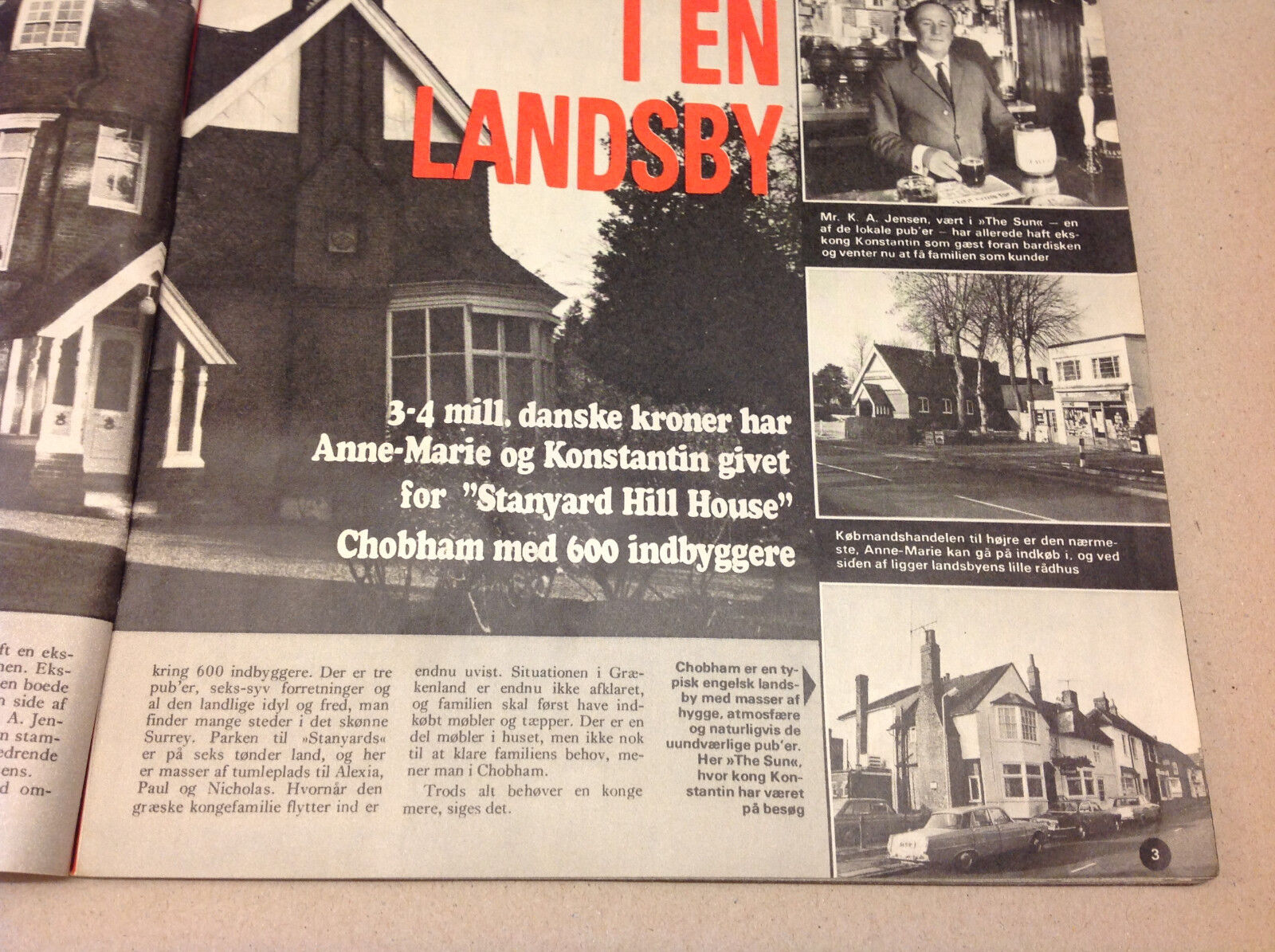 QUEEN ANNEMARIE KING CONSTANTINE GREECE STANYARD HILL HOUSE Danish Magazine 1973