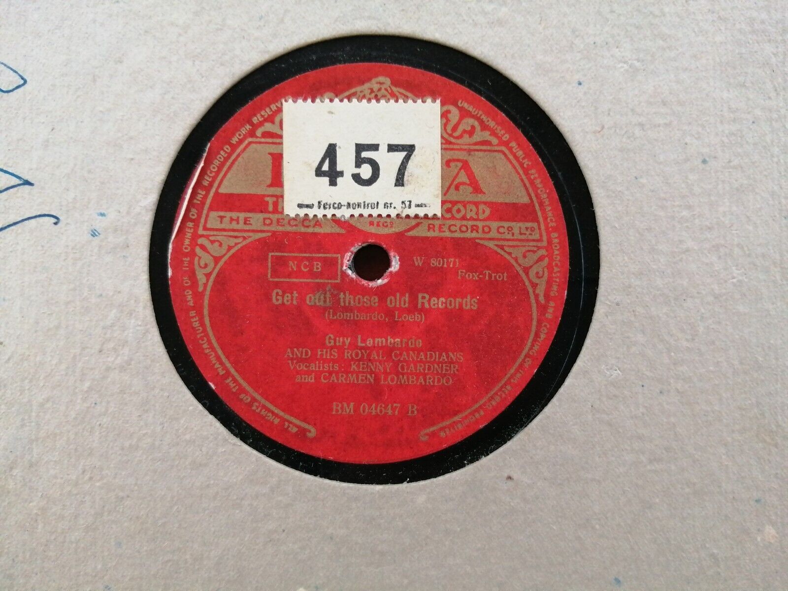 78 RPM  shellac GUY LOMBARDOCarmen Lombardo: Get out those old records