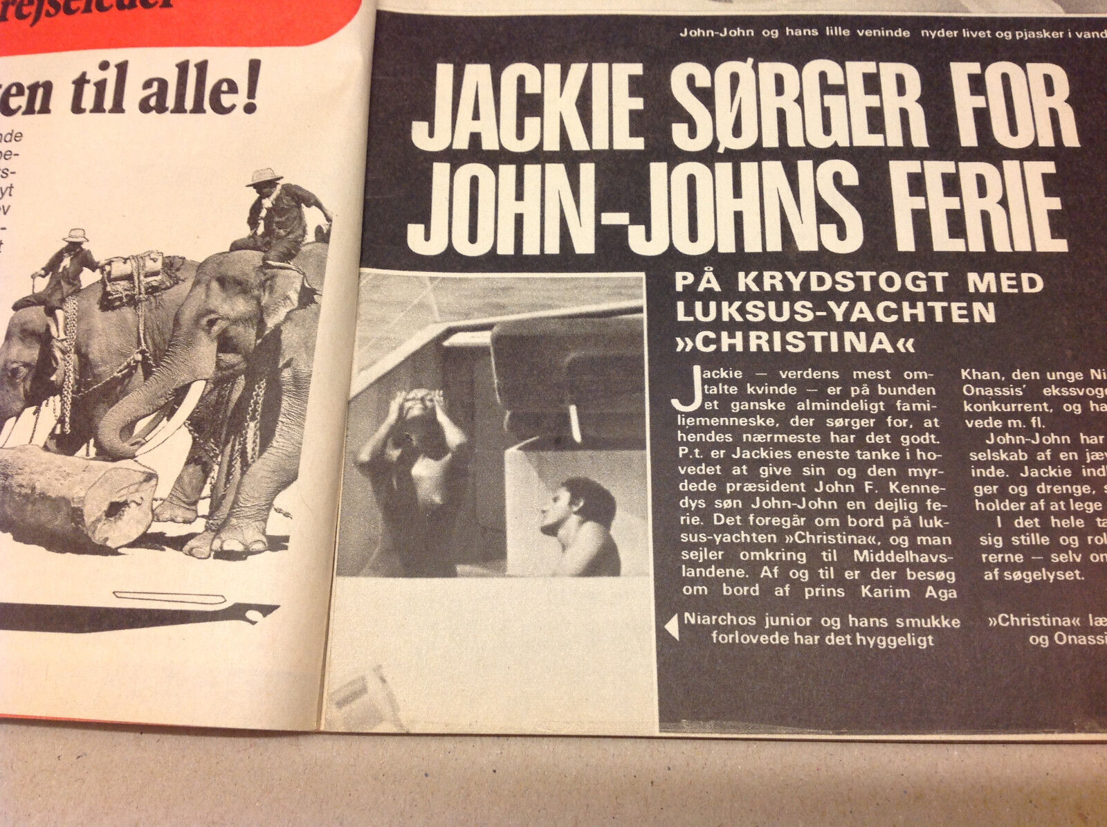 GUNTER SACHS +TOM BOGS +JACKIE KENNEDY ONASSIS VINTAGE VTG Danish Magazine 1972