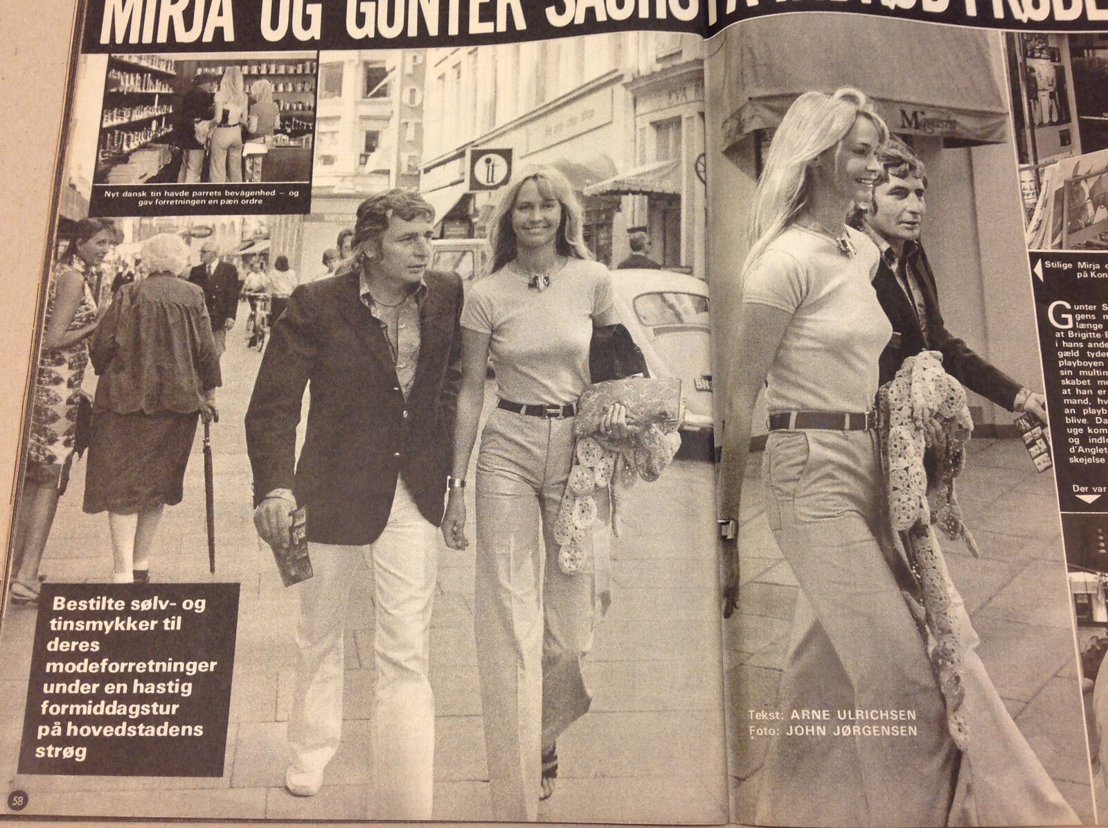 GUNTER SACHS +TOM BOGS +JACKIE KENNEDY ONASSIS VINTAGE VTG Danish Magazine 1972