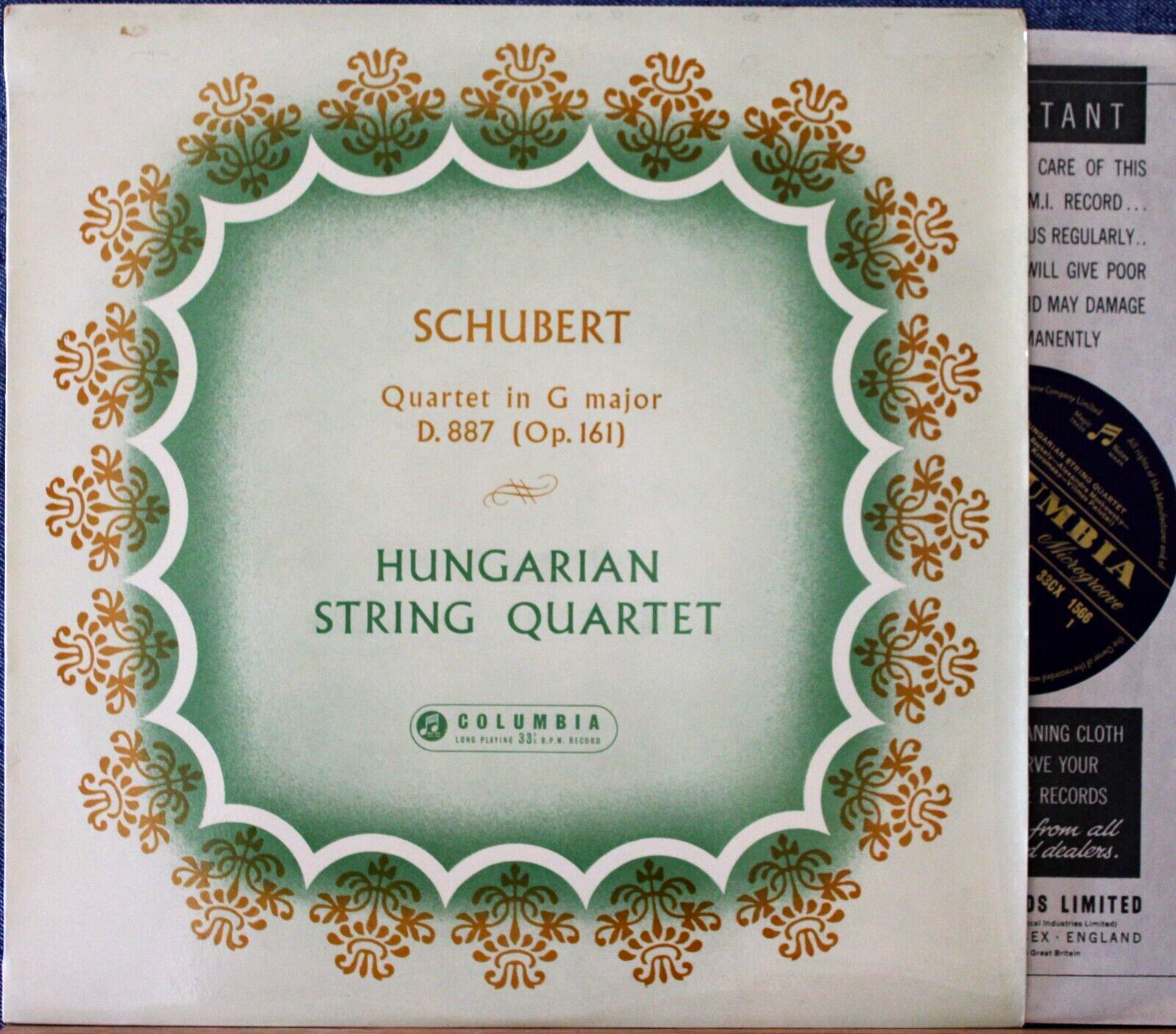 Hungarian SQ Schubert (Quartet G-maj) Col 33CX 1566 NM