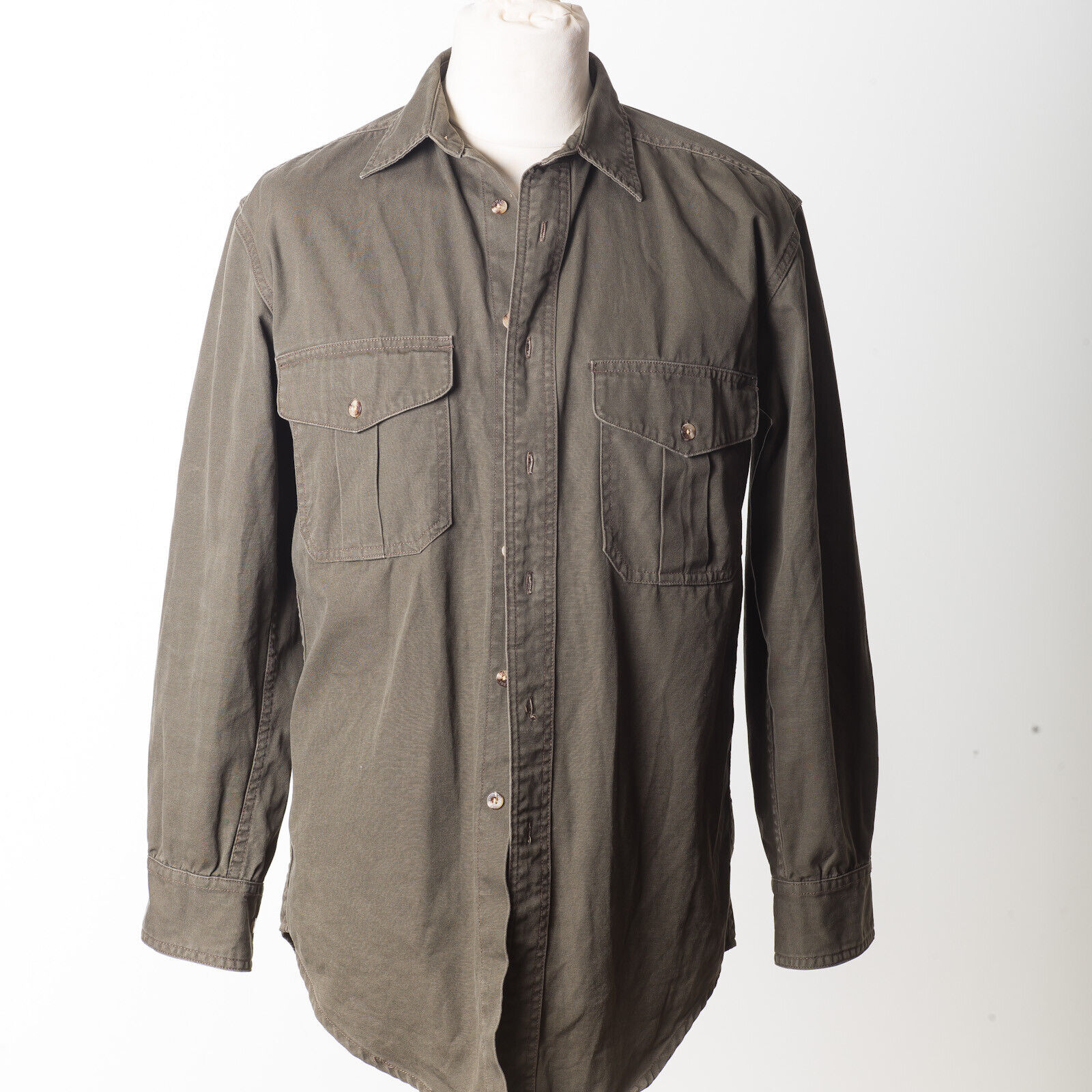 FILSON Army Green Canvas Cotton Shirt Size S