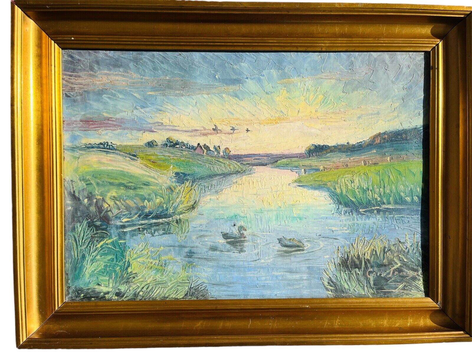 Beautiful 1920s Danish Antique Original Oil painting - Van Gogh meets Monet