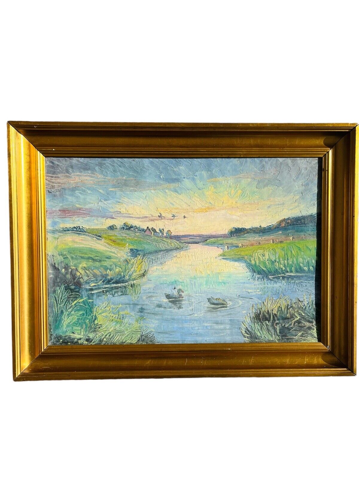 Beautiful 1920s Danish Antique Original Oil painting - Van Gogh meets Monet