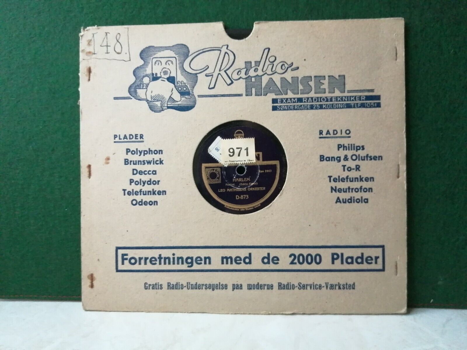 78 rpm shellacLEO MATHIESENWhisper Sweet/HarlemDanish JazzOdeon D-873