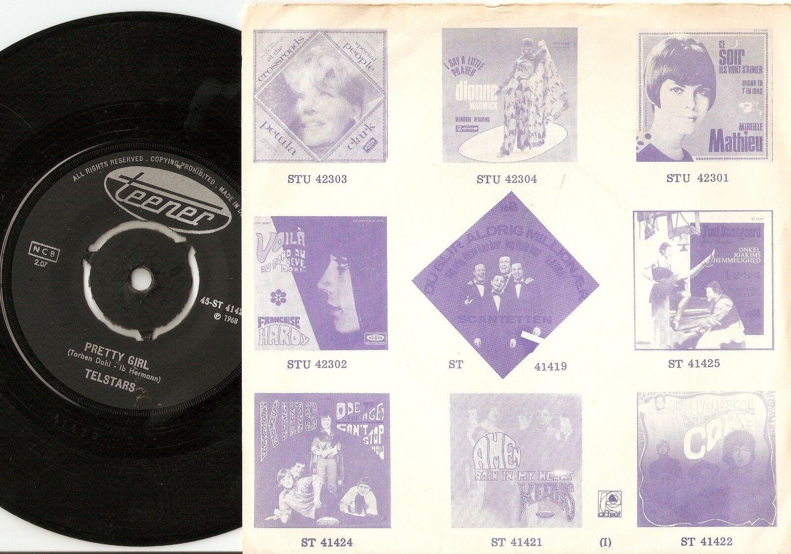 TELSTARS SAN SEBASTIAN  PRETTY GIRL DANISH 45+PS `68 MOD BEAT NORTHERN SOUL RB