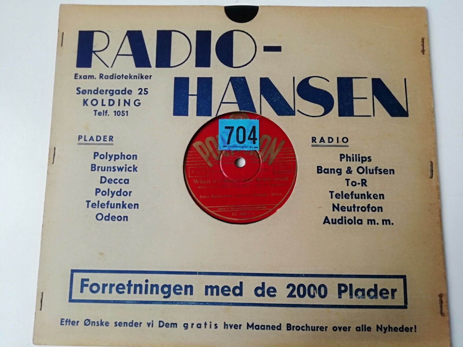 78rpm record:Peter Rasmussen  His Swinging SevensJingle BellsPolyphon XS50974