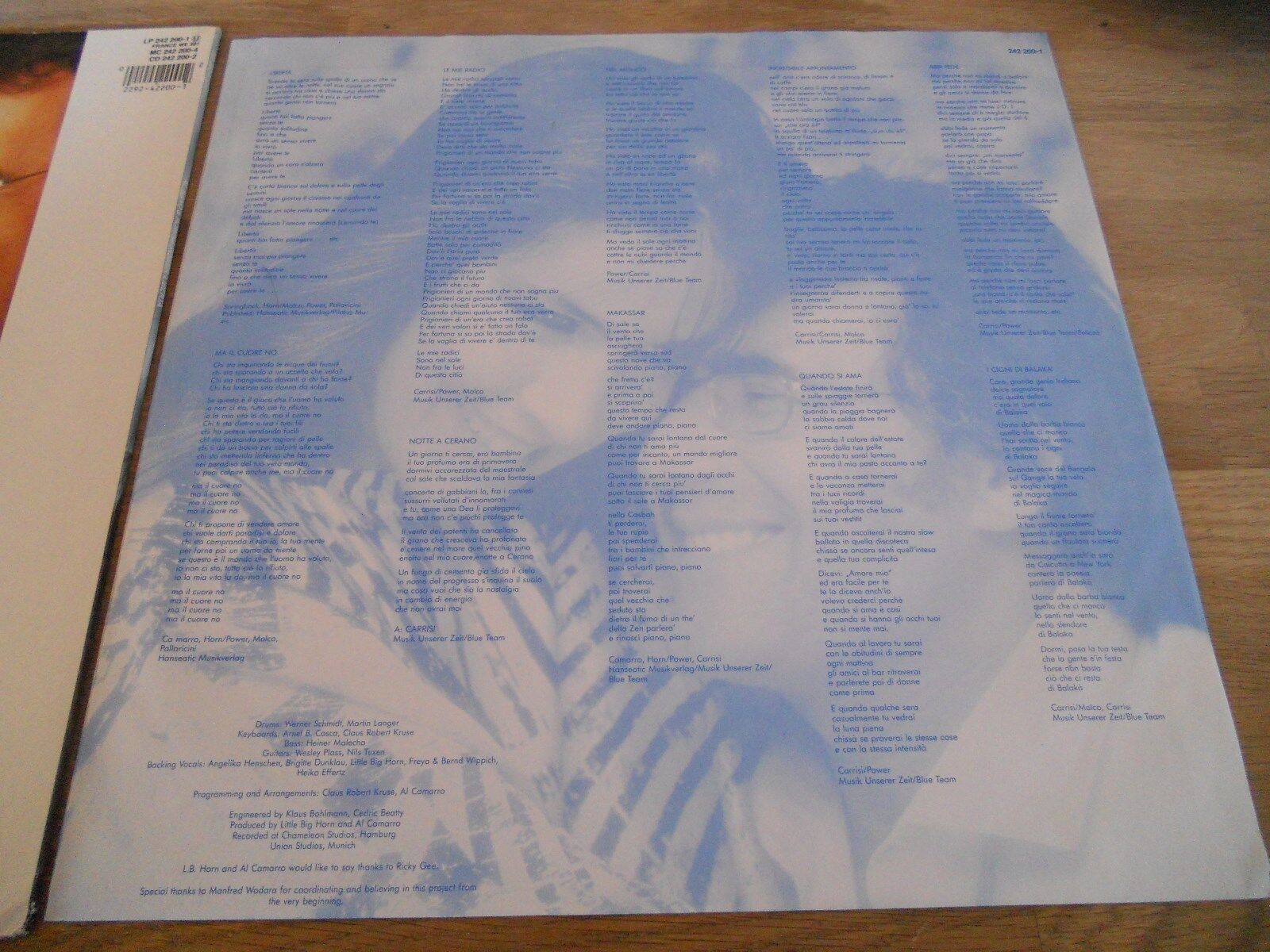 AL BANO  ROMINA POWER "LIBERTÁ" 1987 WEA RECORDS GERMAN PRESSED LP INNERSLEEVE*