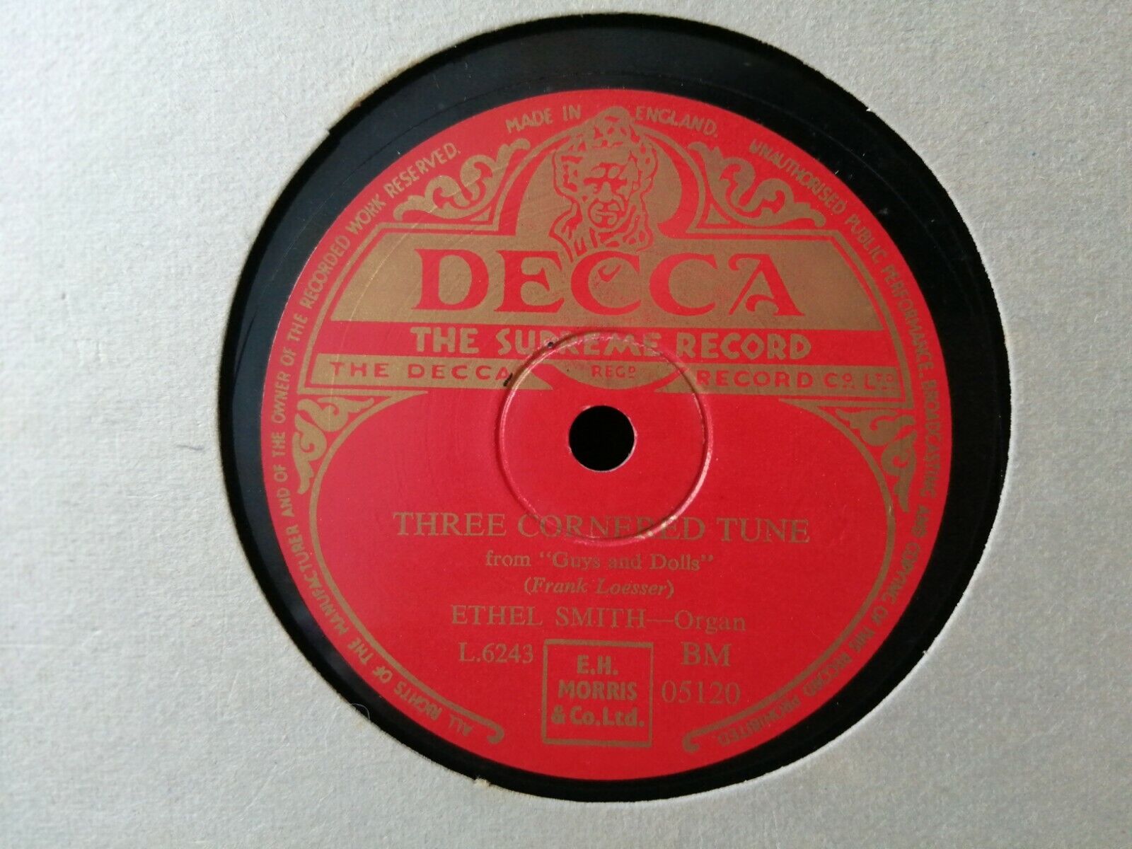 78 rpmETHEL SMITH  on organSwedish Rhapsody/Three Cornered Tune Decca UK