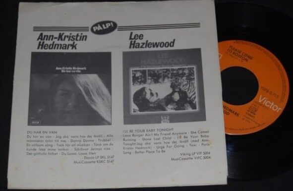 LEE HAZLEWOOD + AK HEDMARK Old Milwaukee RARE Swedish PS Picture Sleeve 45 7''