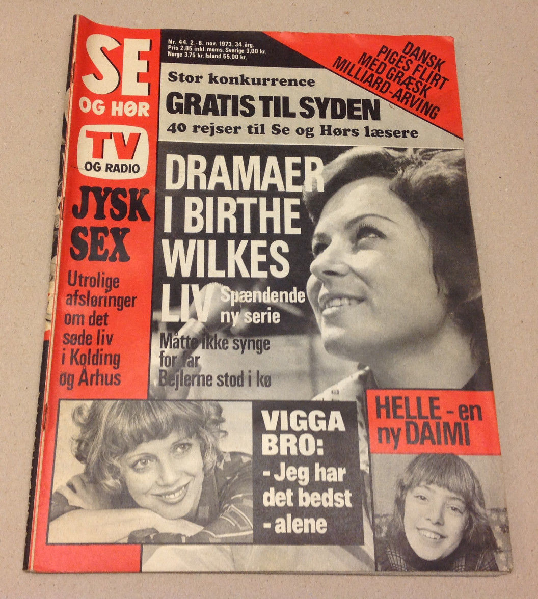 BIRTHE WILKE MANY PHOTOS +PHILLIPPE NIARCHOS WINNIE HOLLMAN Danish Magazine 1973