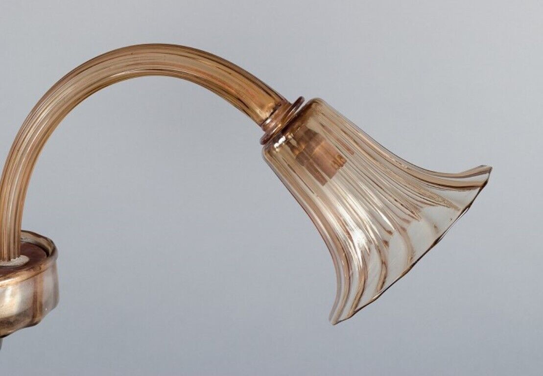 Murano elegant Art Deco ceiling lamp in mouth-blown glass three bulbs