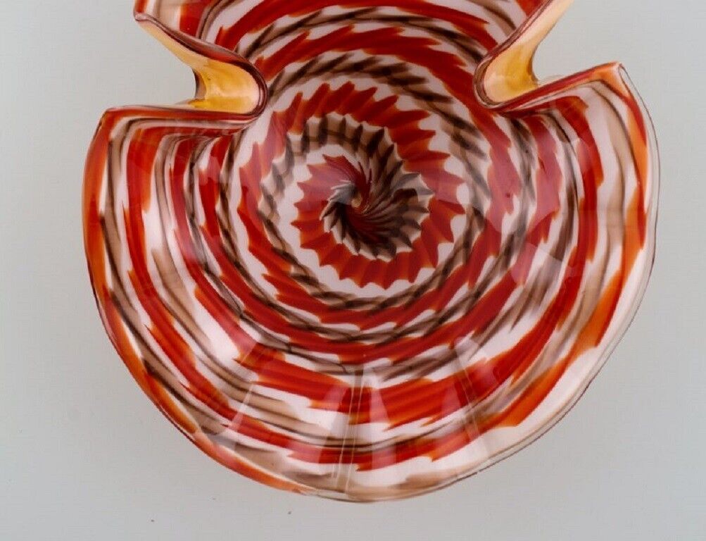 Murano bowl in polychrome mouth-blown art glass Spiral decoration