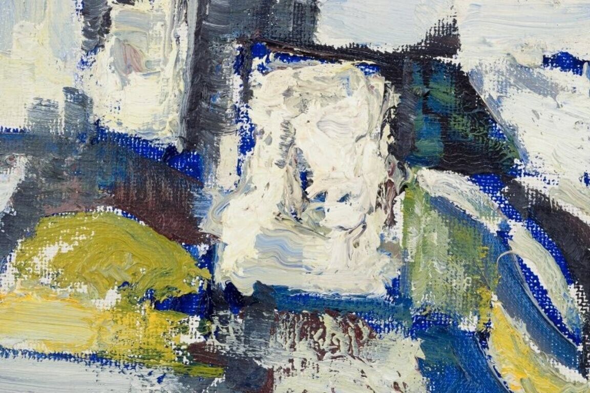 S Hamlet Swedish artist Oil on board Abstract composition 1971