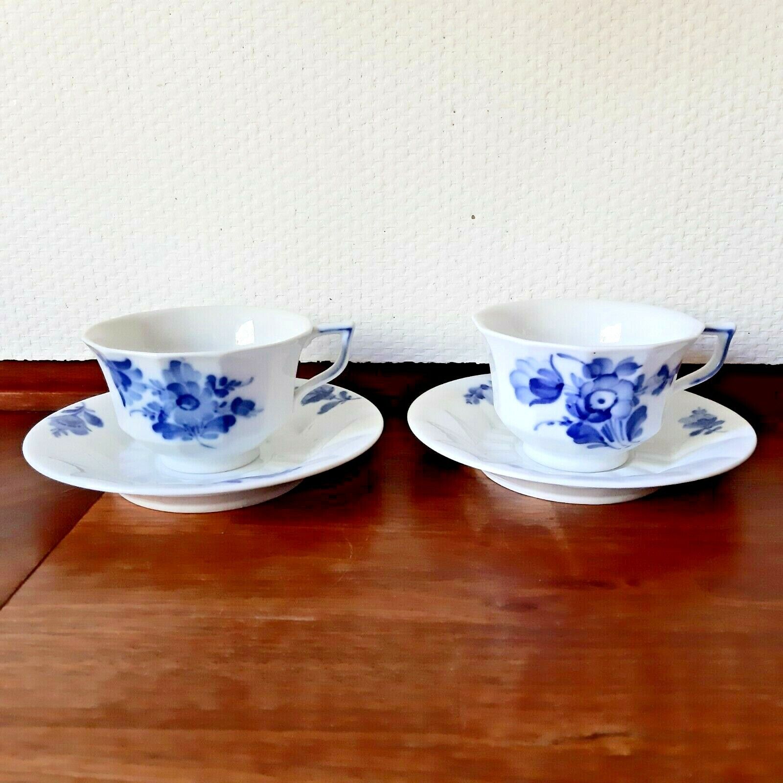 2 x COFFEE SETS BLUE FLOWER ANGULAR # 10- 8608 Royal Copenhagen 2nd