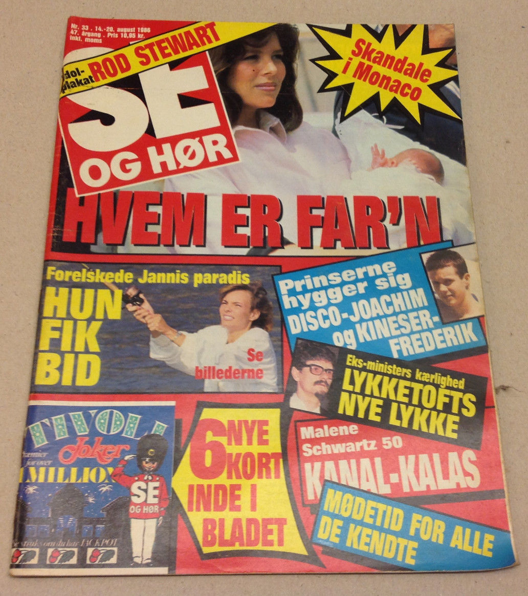 ROD STEWART POSTER INSIDE + PRINCESS DIANA AND CHARLES VTG Danish Magazine 1986