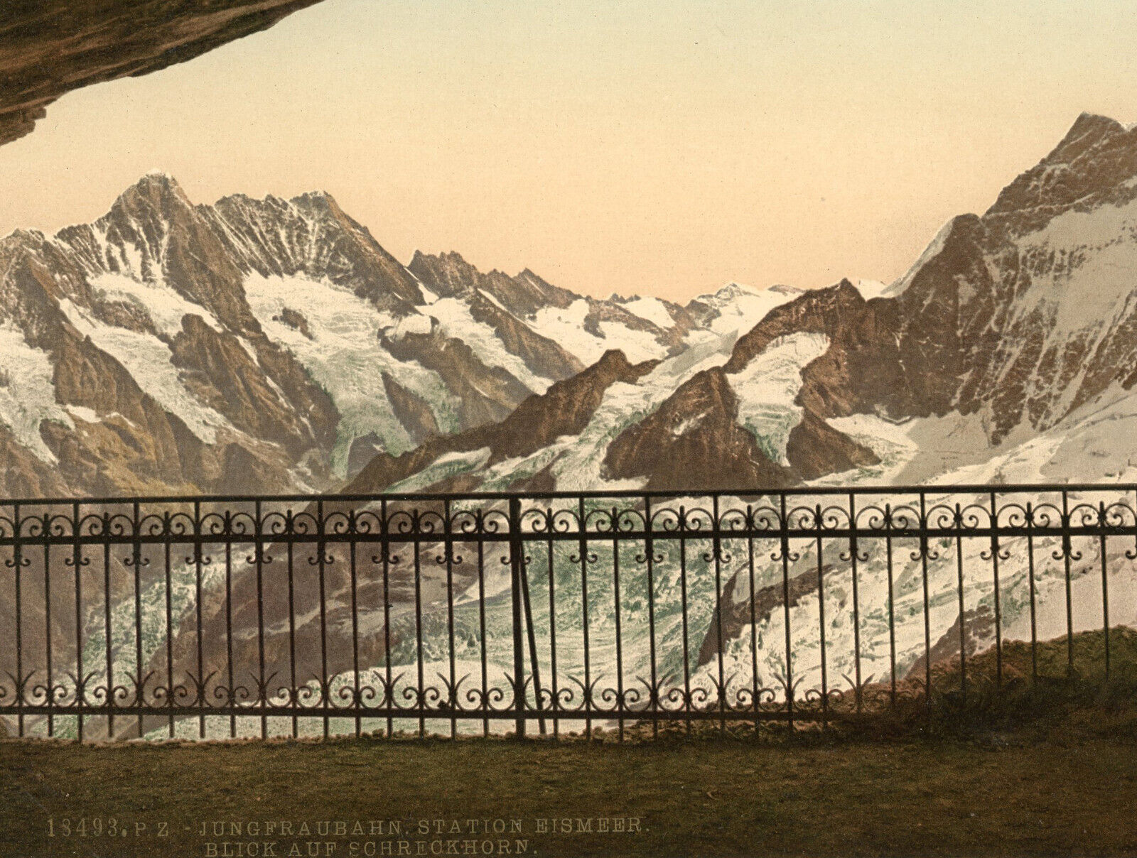 Photochrom prints--Color--1890-1900 / Jungfraubahn Monch and Eiger Original