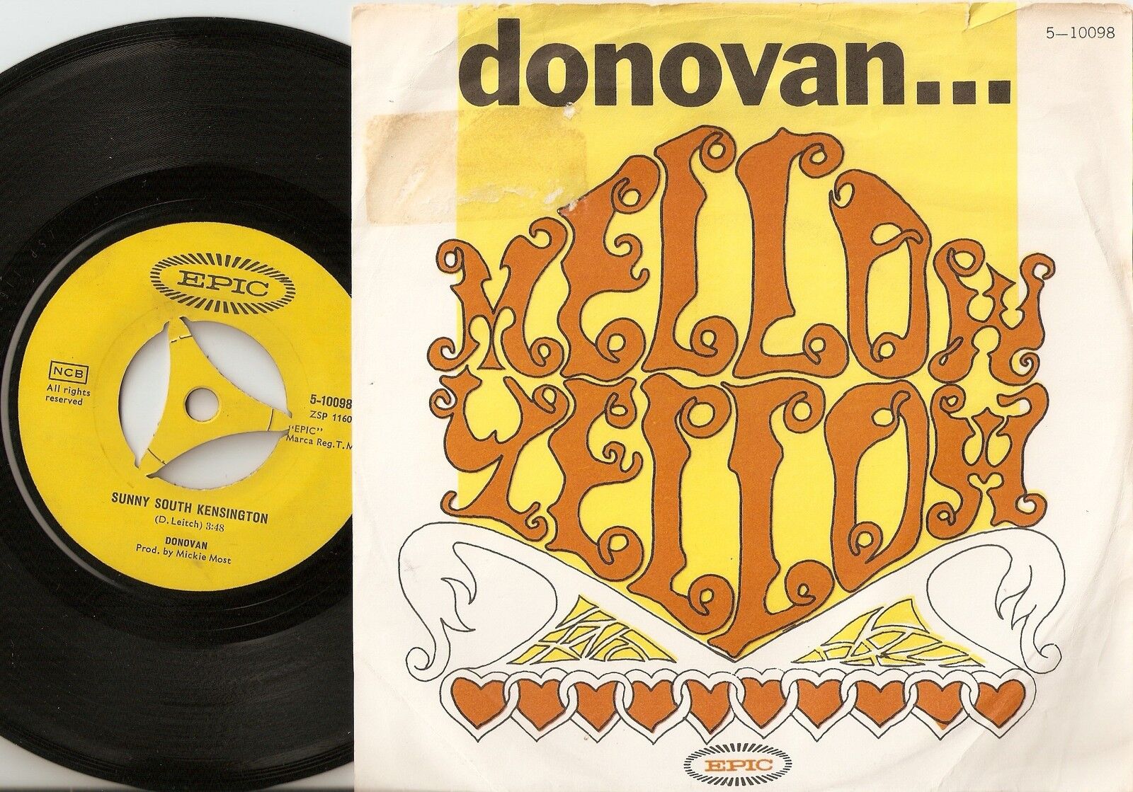 DONOVAN MELLOW YELLOW  SUNNY SOUTH KENSINGTON SWEDISH 45+PS 1966 MOD BEAT PSYCH